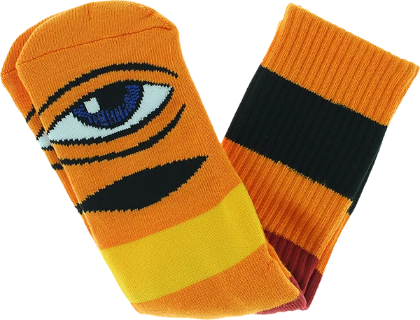 TOY MACHINE SECT EYE BIG STRIPE CREW SOCKS ORANGE 1pr