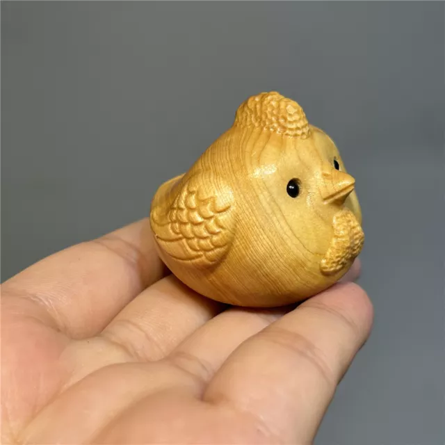 Wooden Carving Hen/Chicken Ornament Cute Statue Home Office Desktop Decor Gifts