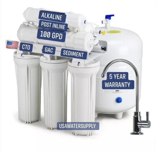 6-Stage Under Sink Reverse Osmosis Drinking Water Filter System Alkaline pH 100G