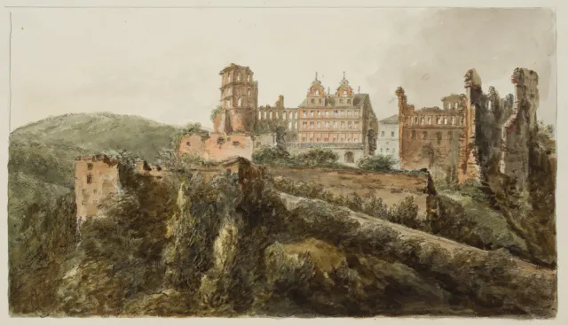 I. DUVIVIER (1758-1832), Heidelberger Schloss, um 1800, Aquarell Romantik