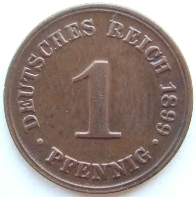 Moneta Reich Tedesco Impero Tedesco 1 Pfennig 1899 D IN Uncirculated