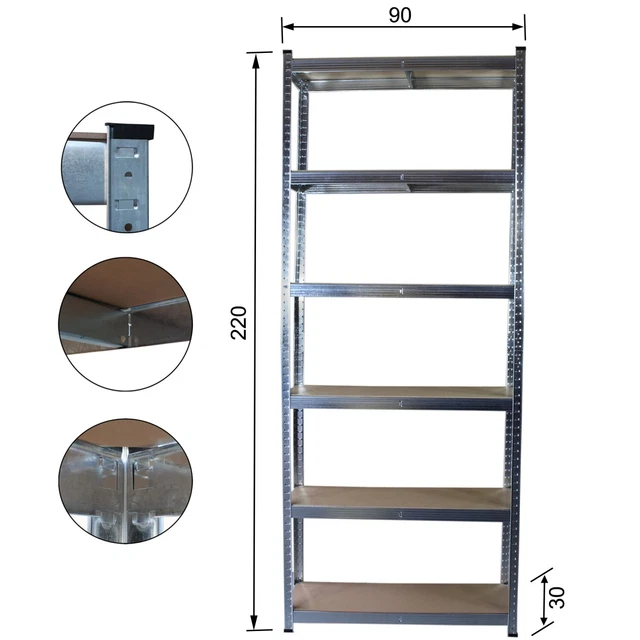 Scaffale per carichi pesanti 220 x 90 x 30 cm scaffale a innesto scaffale seminterrato scaffale per officina scaffalatura per carico