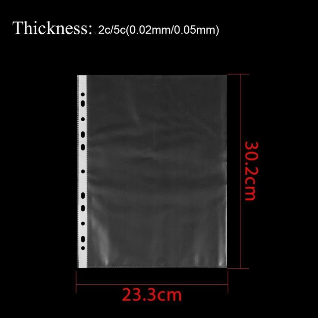 100PCS 11 HOLES A4 Loose-leaf File Pocket File Storage Protective Film ...