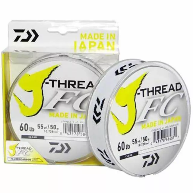 Brand New - Daiwa J Thread Flourocarbon Fishing Leader 50m J-Thread - Choose Lb