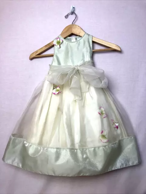 Rare Edition Dress Girls sz 4 Special Occasion Green Pink Floral Sleeveless
