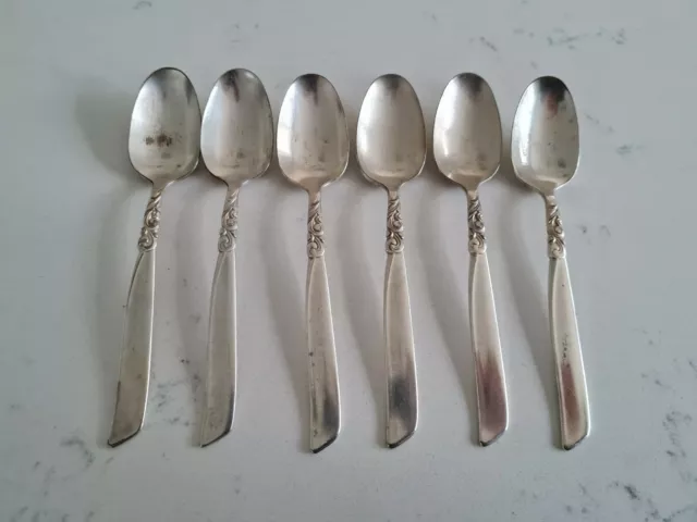 Vintage Six 6 Piece Set of Oneida Community Silver Plate Tea Spoons South Seas