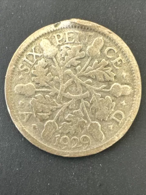 Great Britain King George V .500 Silver Sixpence From 1929