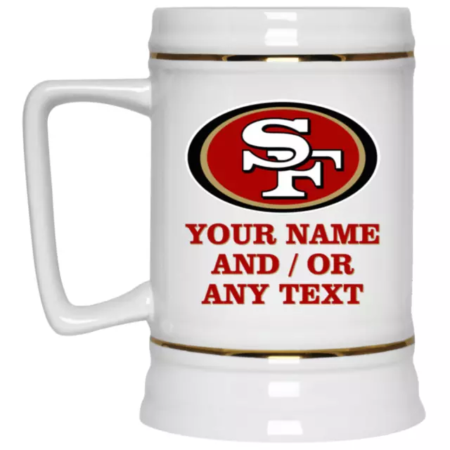 Custom Personalized San Francisco 49ers White 22 oz Ceramic Beer Mug Stein