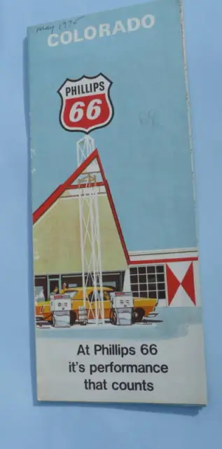 1968 Colorado road map Phillips 66 oil travel guide