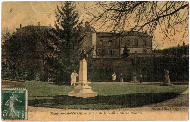 CPA 95 - MAGNY EN VEXIN (Val d'Oise) - Jardin de la Ville - Statue Provots