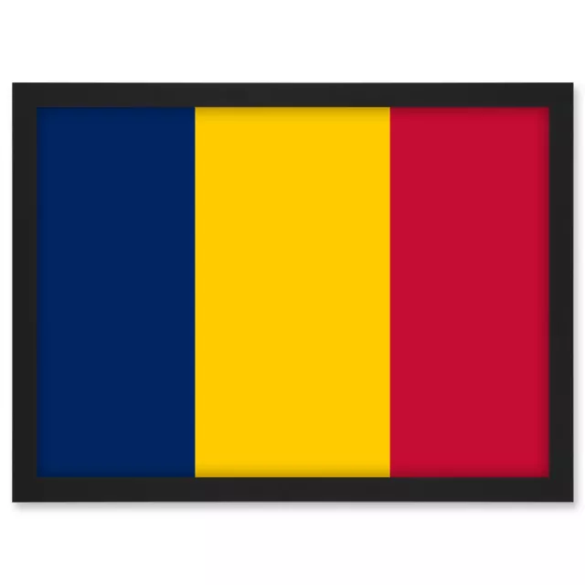 Tschad Nationalflagge Weltflaggen Land Poster gerahmt Wandkunst Bilddruck A3