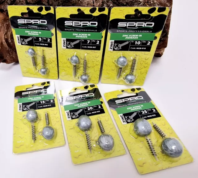 Spro Zinc Screw in Jigheads Bleifrei 5g 7g 10g 15g 20g 25g Schraubköpfe aus Zink