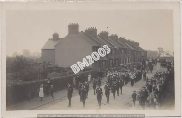 2040 Real Photo Postcard Military Funeral Procession Bond Road Ashford Kent