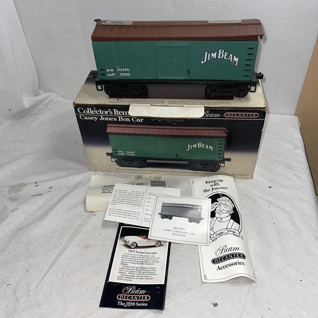 Jim Beam  Decanter ~ Casey Jones Box Car ~ Green- NIB