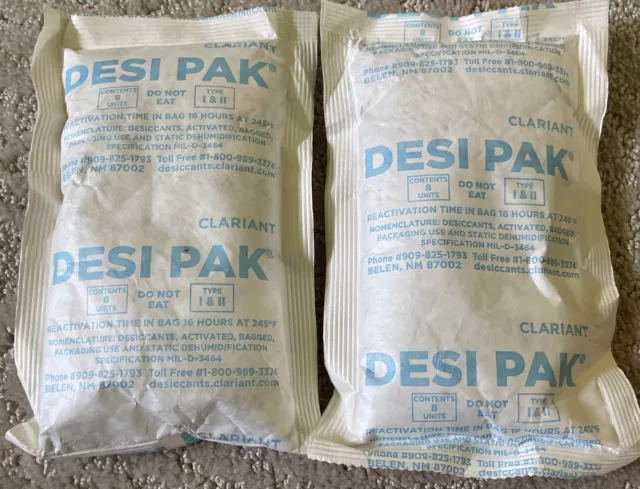 CLARIANT DESI PAK CLAY DESICCANTS Type I & II (LOT OF 2) 8 UNITS EACH NEW