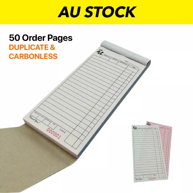 100x  LARGE Order Docket Books Restaurant Books CARBONLESS & DUPLICATE 95x200mm