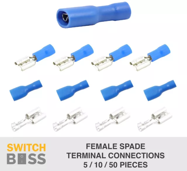 Female Spade Terminal ALL NON & FULL INSULATED 6.3mm 12v Wire Switch Toggle Fuse