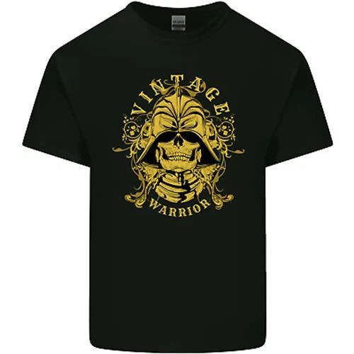 Vintage Warrior Samurai Bushido Mma Teschio Uomo Cotone T-Shirt