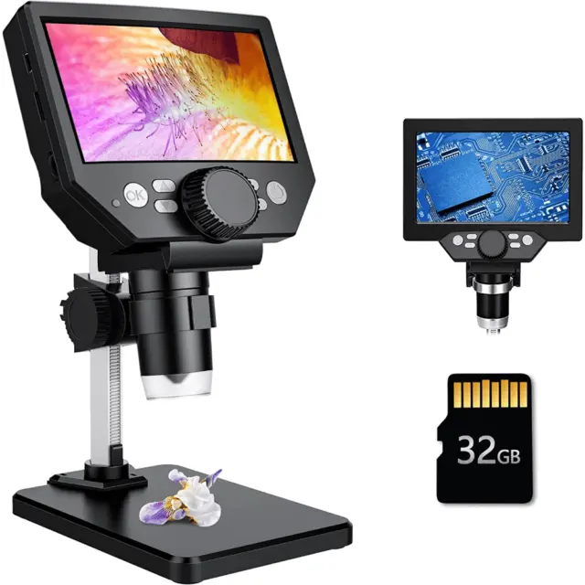 Professional LCD Digital Microscope,4.3 Inch 1080P 10 Megapixels,1-1000X