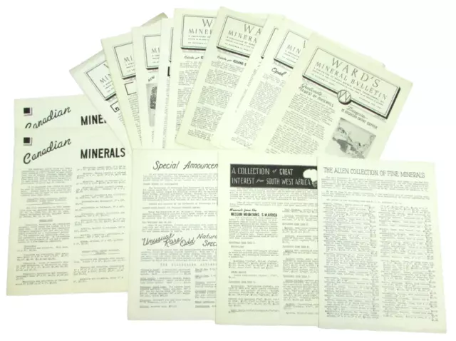 LOT OF 14 Vintage 1900s Ward's Mineral Bulletin & Misc Ward's Mineral Catalogs