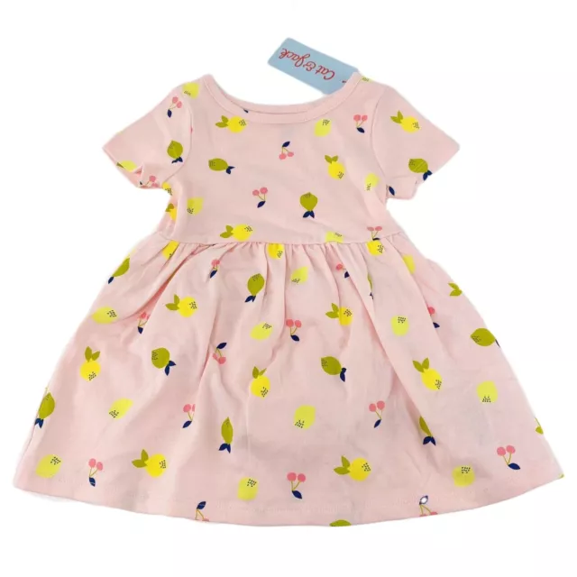 Cat & Jack Baby Girl Size 12M Short Sleeve Dress w/ Brief Powder Pink Lemon