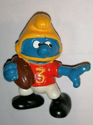 Puffi Smurfs Figures, Puffo Football Americano, Old toys collection. Anni '80.