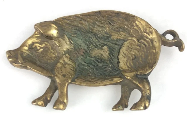 Vintage Brass Pig Trinket Dish  Ashtray Figure 4.5" x 2.5"
