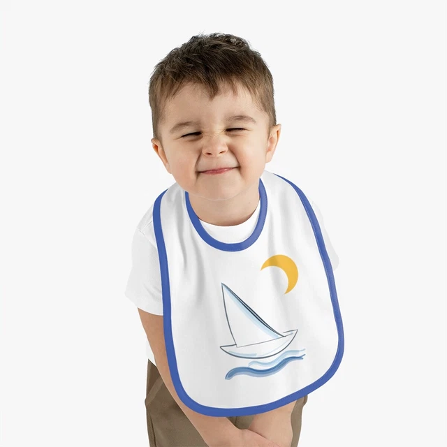 Sailboat-Baby Contrast Trim Jersey Bib