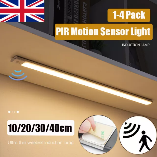 LED PIR Tira de Sensor de Movimiento Luz Gabinete Magnético Armario USB Lámpara Recargable