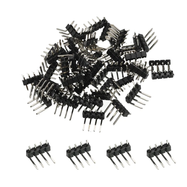 4 Pin Click Base RIGHT ANGLE PIN Header DIP Single Row 4 Pin 2.54mm Pitch Gold Plated ...