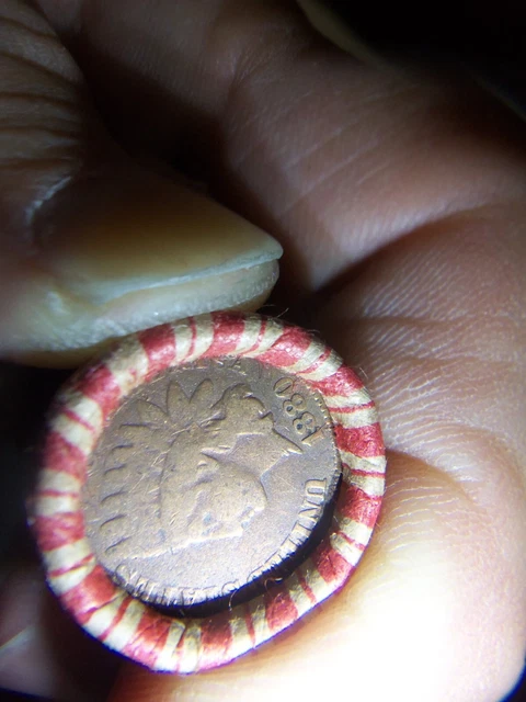 Wheat Penny Roll With A 1880 Indian Head Penny Showing