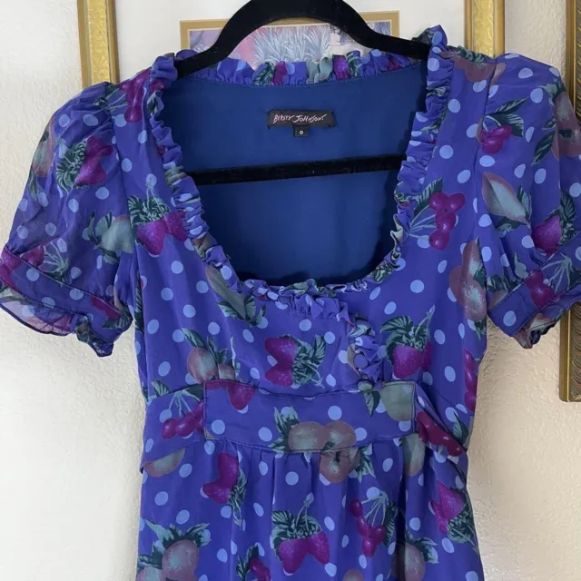 Vintage Betsey Johnson Silk Babydoll Fruit Dress