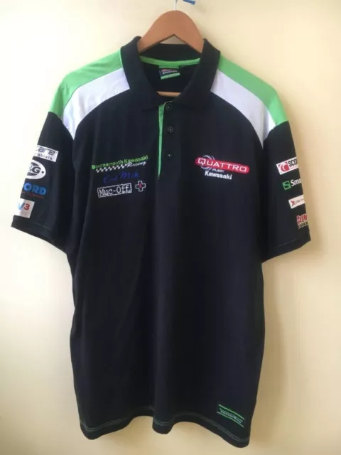 Quattro Plant Kawasaki team vintage official racing polo shirt. Size L