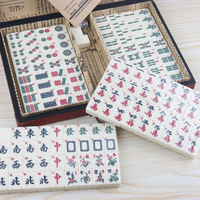 Mini Jeu De Mahjong Chinois 144 Tuiles Mahjong Jeu De Société, Pour Les