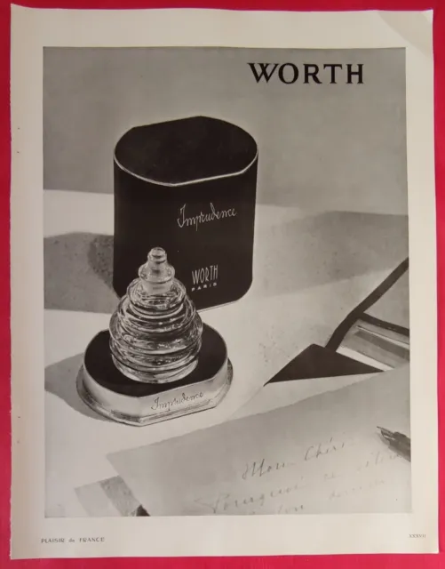 Publicité: 1938 Parfum "Imprudence" de WORTH & Vin Apéritif CAMPARI
