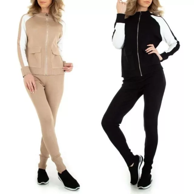 Tuta donna sportiva sport set felpa con zip pantalone pantacollant comodo comple