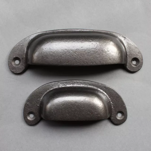 Antique Cast Iron Cabinet Cup Pull Handles Door Cupboard Kitchen Plain - Dp11