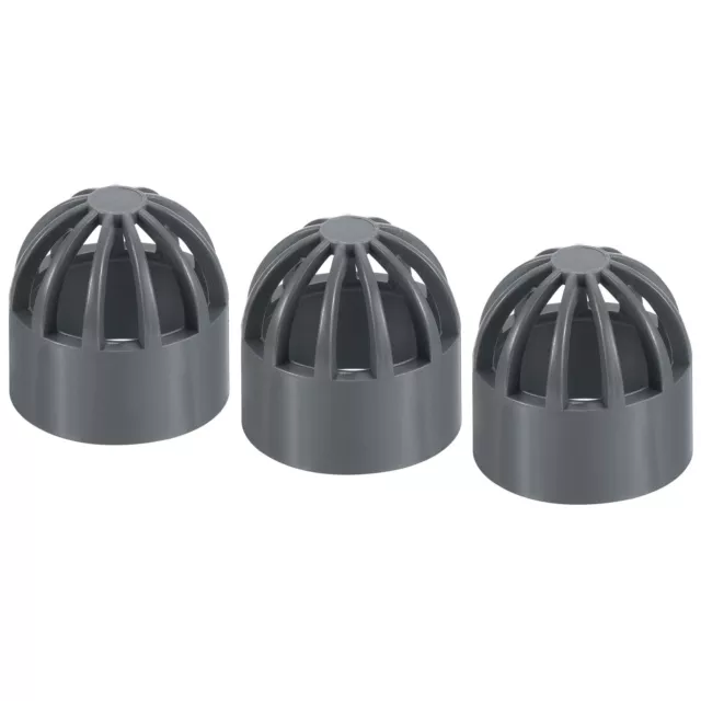 3Pcs 3/4" Atrium Grate Cover Round Outdoor UPVC Sewer Drain Pipe Fitting Gray