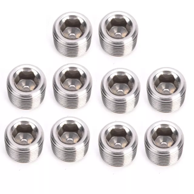 10pc Stainless Steel Pipe Fitting Plug Head Male Thread BSPP Hex Plug Head 3/8in