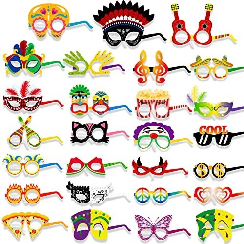 DPKOW 27pcs Drôles Carnaval Fête Lunettes Masque Papier Lunettes de Vue Dégui...