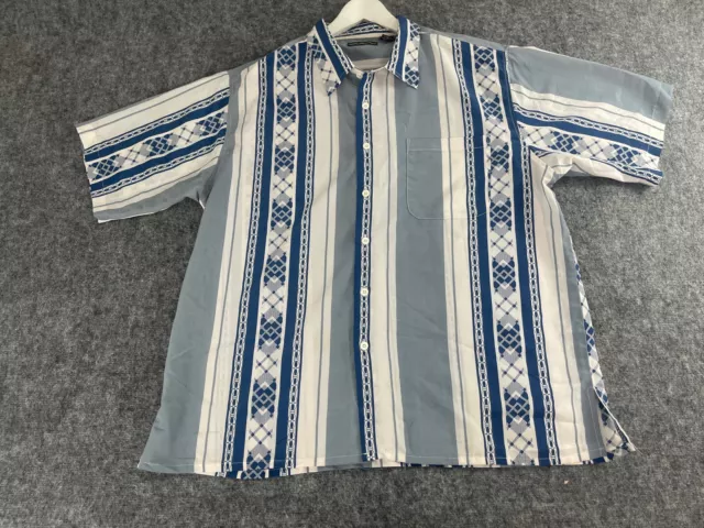 Giogio Berttynari Shirt Mens 2XL Blue Striped Argyle Button Up N320