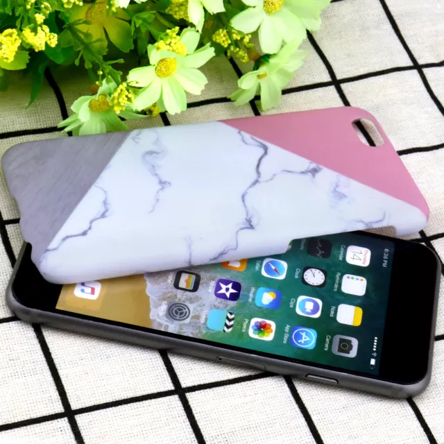 Granite Marble Contrast Color PC Hard Phone Case Protector For iPhone 6/6S Plus