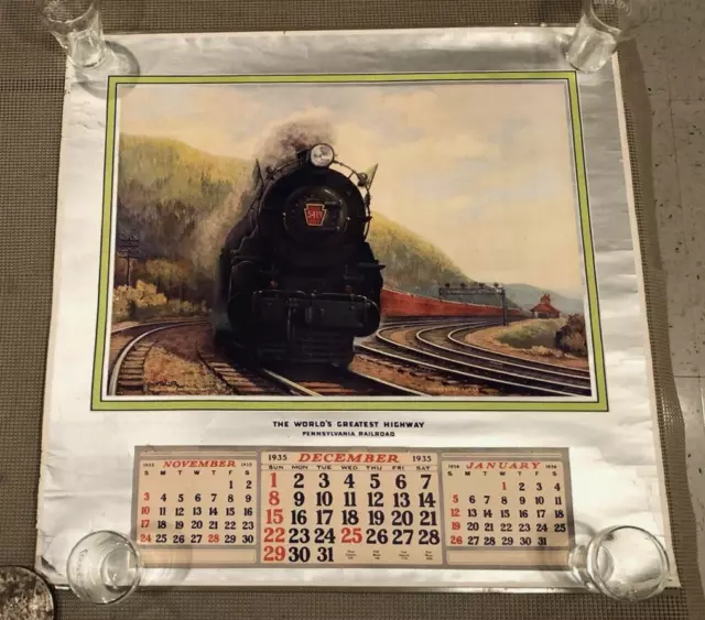 Pennsylvania Railroad (PRR) Vintage 1935 Wall Calendar By Grif Teller