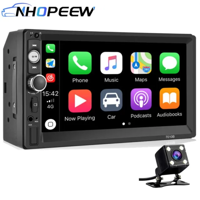 Apple CarPlay 7" Double 2Din Car Stereo Radio Android Auto Touch Screen + Camera