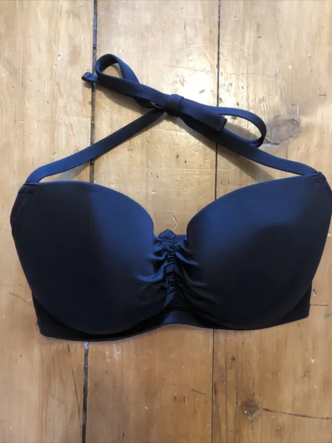 Shade & Shore Black Halter Bikini Swim Top Swim Suit With Underwire Size 36DD