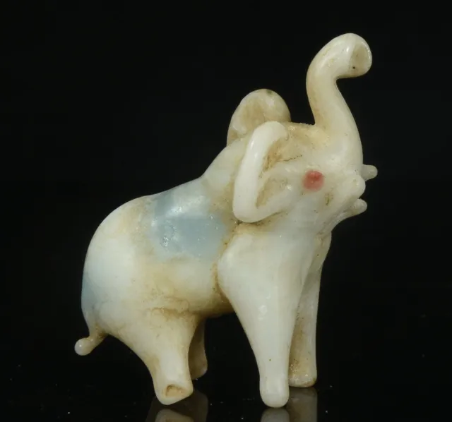 1.3'' Old Chinese Coloured Glaze Feng Shui Auspicious Elephant Animal Statue