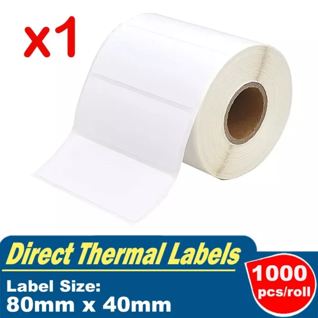 1x Roll Direct Thermal Label Stickers 80mm x 40mm Barcode POS Price Tag