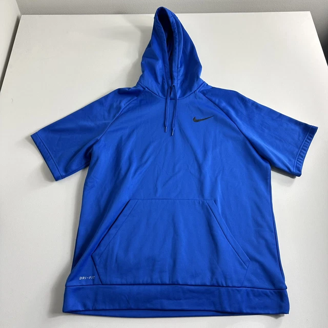 Nike Hoodie Men's Dri-FIT Spotlight Short Sleeve Hoodie Blue Size XL Active Gym