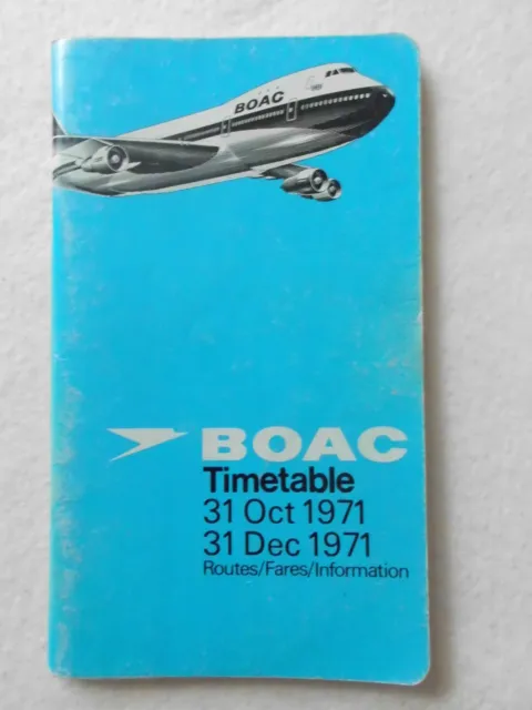 System Timetable Boac British Overseas Airways Incl. Cargo 1971