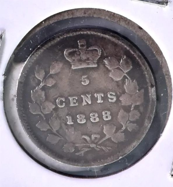 1888 ~ Canada ~ 5 Cents Silver Coin ~ Victoria ~ *L754